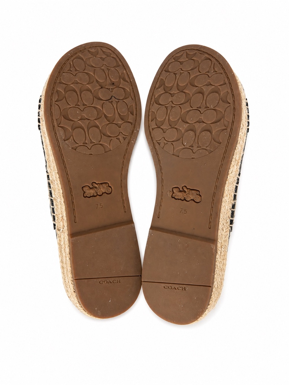 Coach Black Leather Double-Strap Espadrille Slide Sandals Size 7.5B Designer - Picture 3 of 3